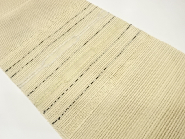 絽綴れ横段に抽象模様織出し名古屋帯